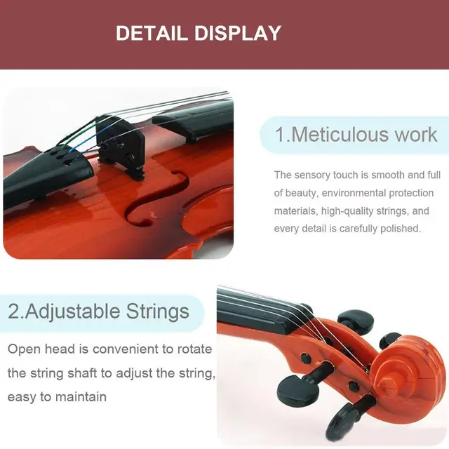 Acoustic Violin Toy Adjustable String Simulation Musical Instrument Practice Children Educational Toy Kid Gifts for Beginner 3