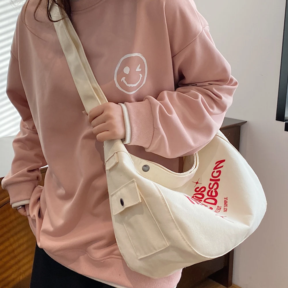 Women Canvas Shoulder Tote Bag y2k Causal Shopper Bag Large Luxury Designer Hobo Messenger Hand Bag Trend 2024 Big Crossbody Bag