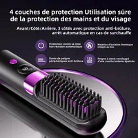 Brosse lissante portable 4 réglages de température Peigne lissant sans fil Affichage LED Revêtement céramique Technologie ionique USB 5