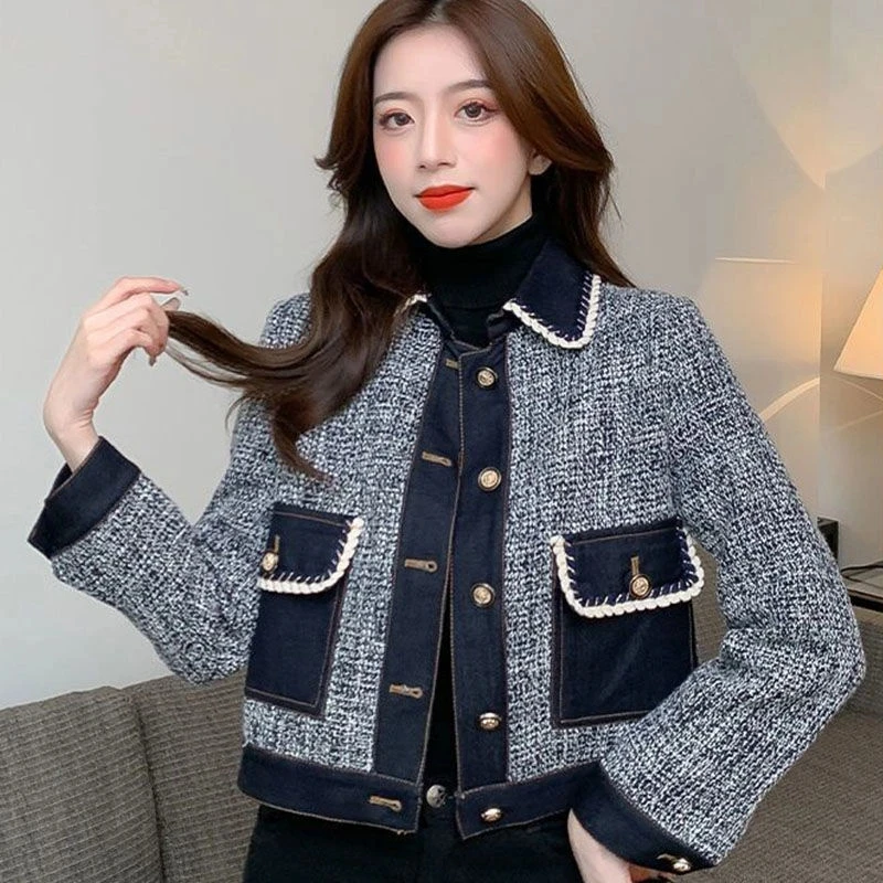 2025 Spring Autumn Women Fashion Korean Denim Jacket New Design