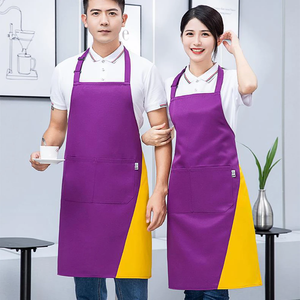 

Adjustable Kitchen Apron for Men Women Waterproof Bib with Front Pockets Chef Apron for Restaurant Tea Shop Cafe Hairdresser