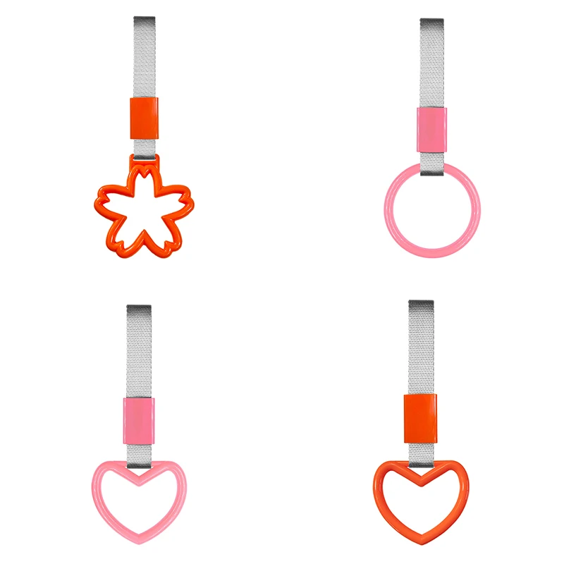 Car Tow Strap Tsurikawa Ring Heart JDM Train Bus Handle Hand Strap Styling Drift Charm Auto Accessories