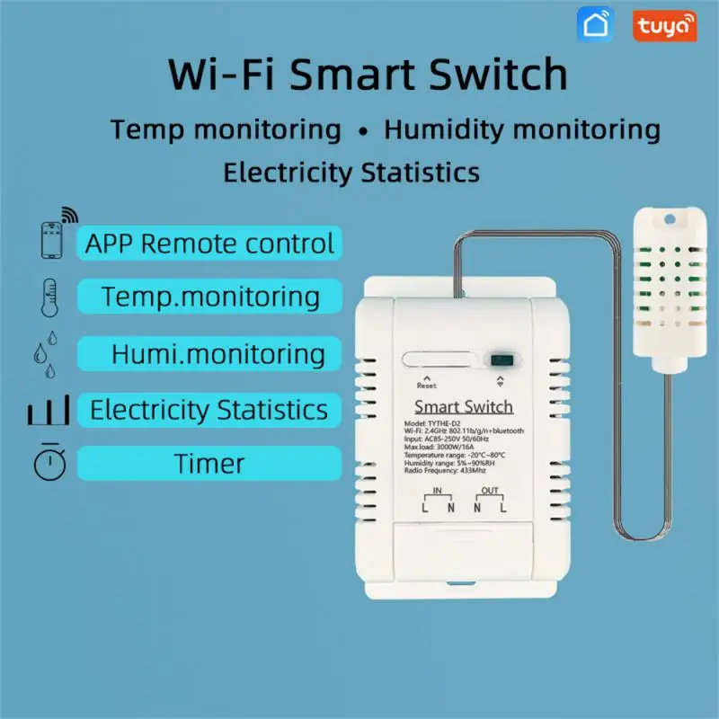 

Wi-Fi -16 переключатель беспроводной с контролем температуры и влажности