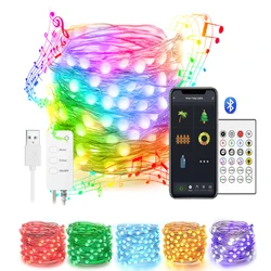 Smart Tuya LED String Lights Dancing with Music Sync Dreamcolor Fairy Lamp Garland for Home Christmas New Year's Decor Lighting