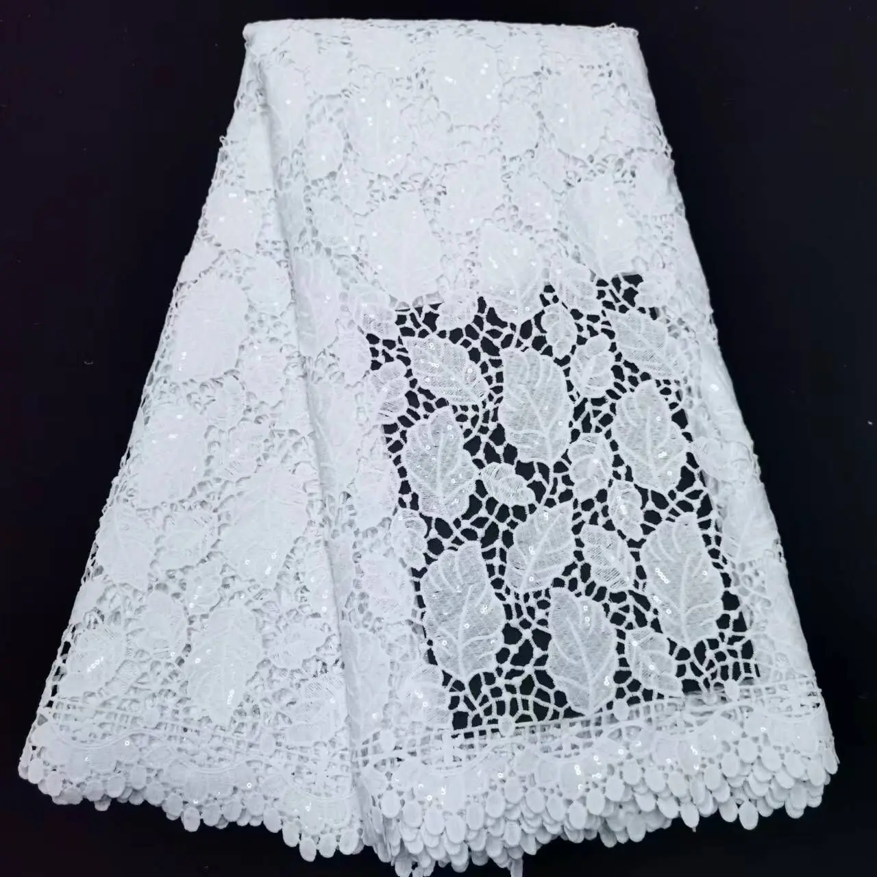 White African Lace Fabric High Quality Nigerian French Sequins Lace Fabric 5Yards  Material For Wedding Party Dress