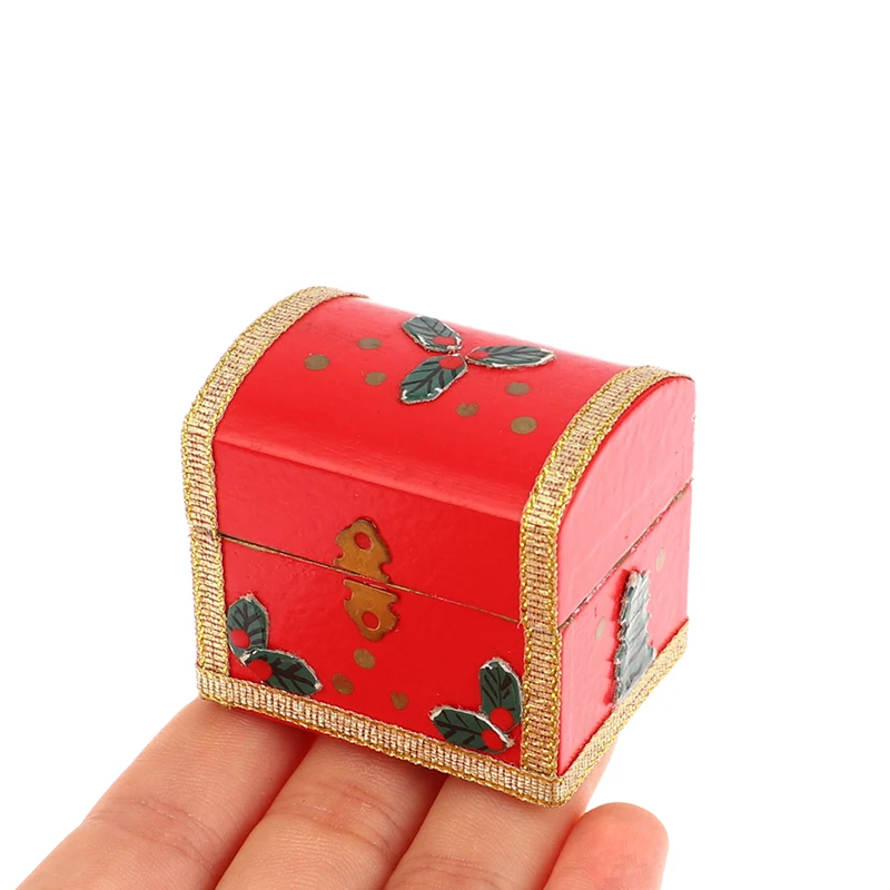 1Set 1:12 Dollhouse Miniature Toy Chest Christmas Box Mini Bear Walking Stick Rocking Horse Bell Model Doll House Accessories images - 6