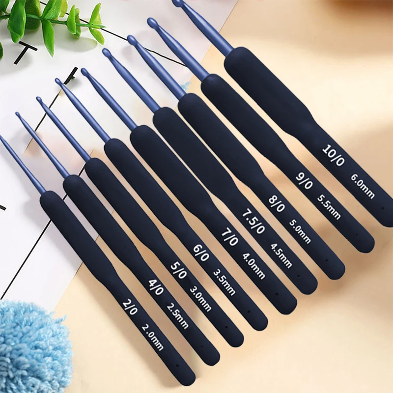 Ganchos De Ganchillo Hechos A Mano De Resina Azul Claro Epoxi Y Mezcla De Madera Agujas Ergonomicas De Mango Suave Tejido De Punto Hilo Artesanal