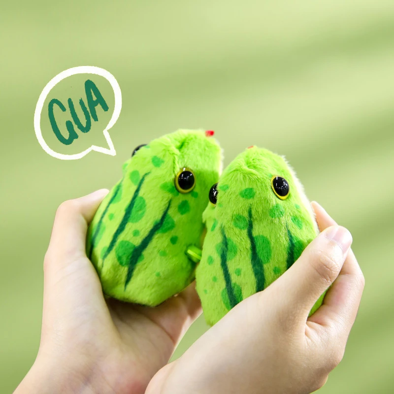 Cartoon Green Frog Toy Clockwork Frog Soft Plush Funny Wind Up Jumping Children's Novelty Gift Toy Birthday Festivals Gift