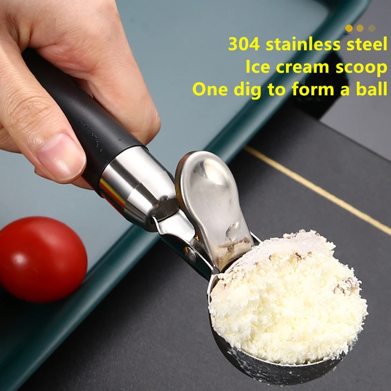 304 Stainless Steel Ice Cream Scoops Stacks Ice Cream Digger Non-Stick Fruit Ball Maker Watermelon Spoon Tool