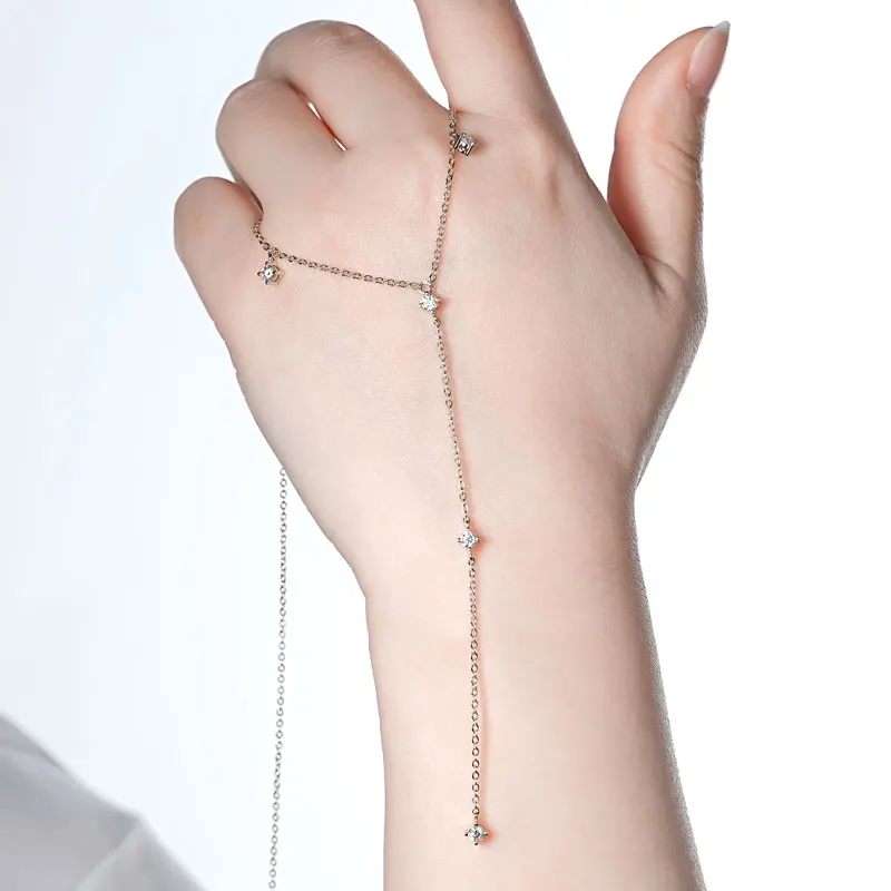 New 3mm Moissanite Necklace 925 Silver Adjustable Chain Long Tassel Y Shape Necklaces for Women Trendy Fine Jewelry Gift