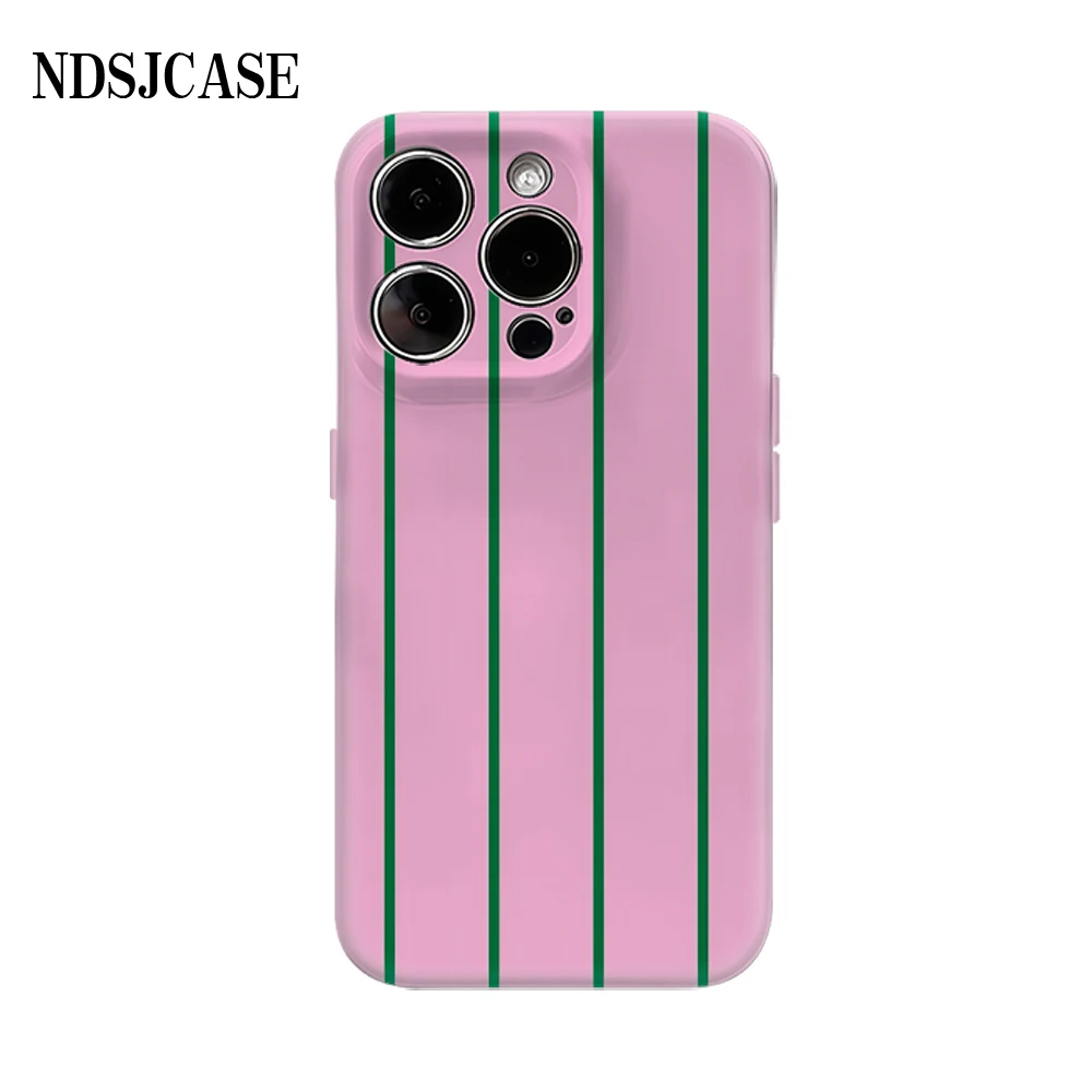Luxury Double-Layer Phone Case with Pink and Green Stripes