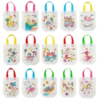 DIY Coloring Goodie Bags with Coloring Markers Party Gift Bags for Kids Toy Storage Bag Eco Non-Woven Fabric Shopping Bags 1