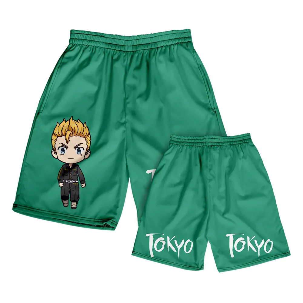 Plus Size Men Anime Shorts Tokyo Avengers Printing 2022 Summer New Hawaii Beach Swimwear Sportswear Surfing Casual Elastic Pants