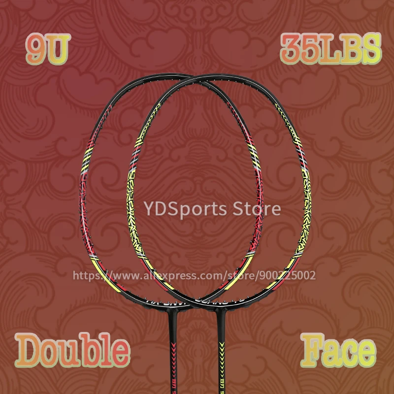 

Double Face 100% Carbon Fiber Badminton Racket Strung 22-35LBS Super Light 9U 58G Professioanl Racquets With Bags Speed Sports