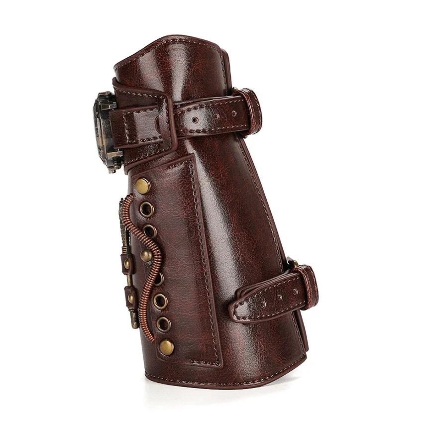 Medieval Steampunk Wrist Guard Renaissance Retro Mechanical Gear Watch Leather Wrister Armor Archer Prop Costume Cosplay Anime game cosplay props