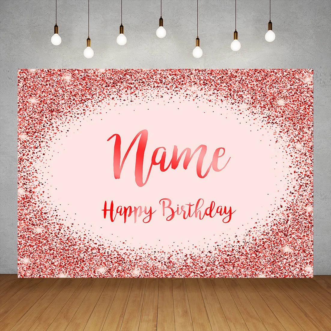 Birthday Banner Customize Photo Background Custom Name Silver Golden Pink Glitter Photophone Backdrops Party Decor Photocall