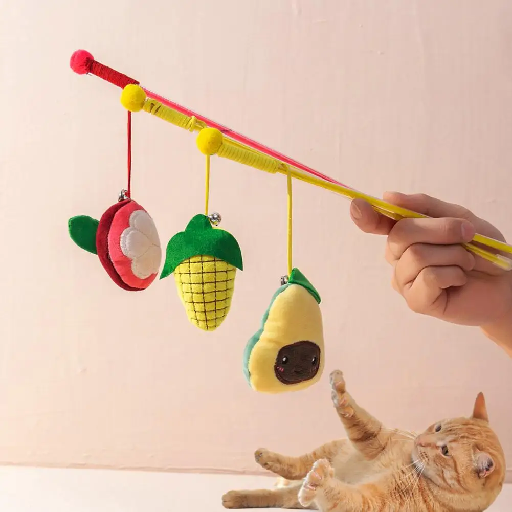 

Cat Fruit Plush Bell Funny Cat Stick Cats Teaser Interactive Cats Stick Cat Accessories Pet Kitten Toys игрушки для кошек