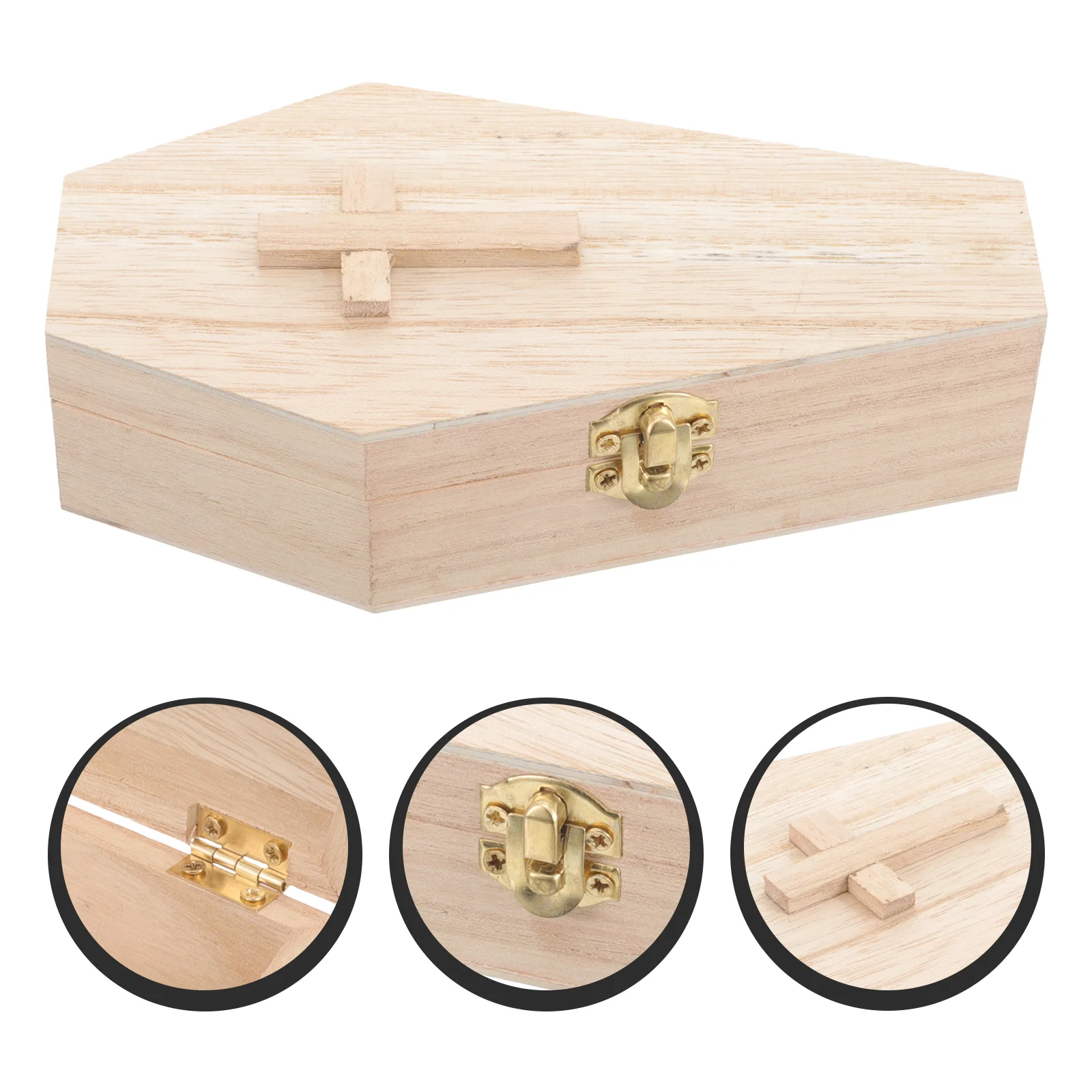 Coffin Shaped Jewelry Box Halloween Wooden Candy Gift Container Earring Holder Travel Size Lightweight Reusable