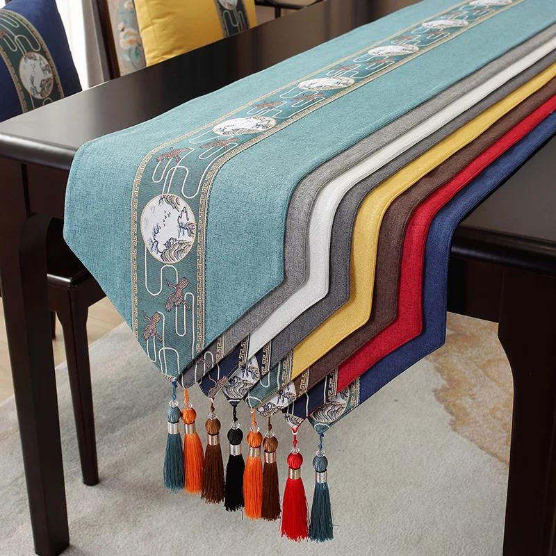 

Chinese Style Table Runner, Cotton and Linen Material, With Tassels Dining Table Cloth ,Tea Towel, Tablecloth, Tea Cloth