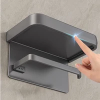 Aluminum Alloy Toilet Paper Holder Wall Mount WC Storage Organizer Roll Paper Phone Shelf Holder Bathroom Accessories 4
