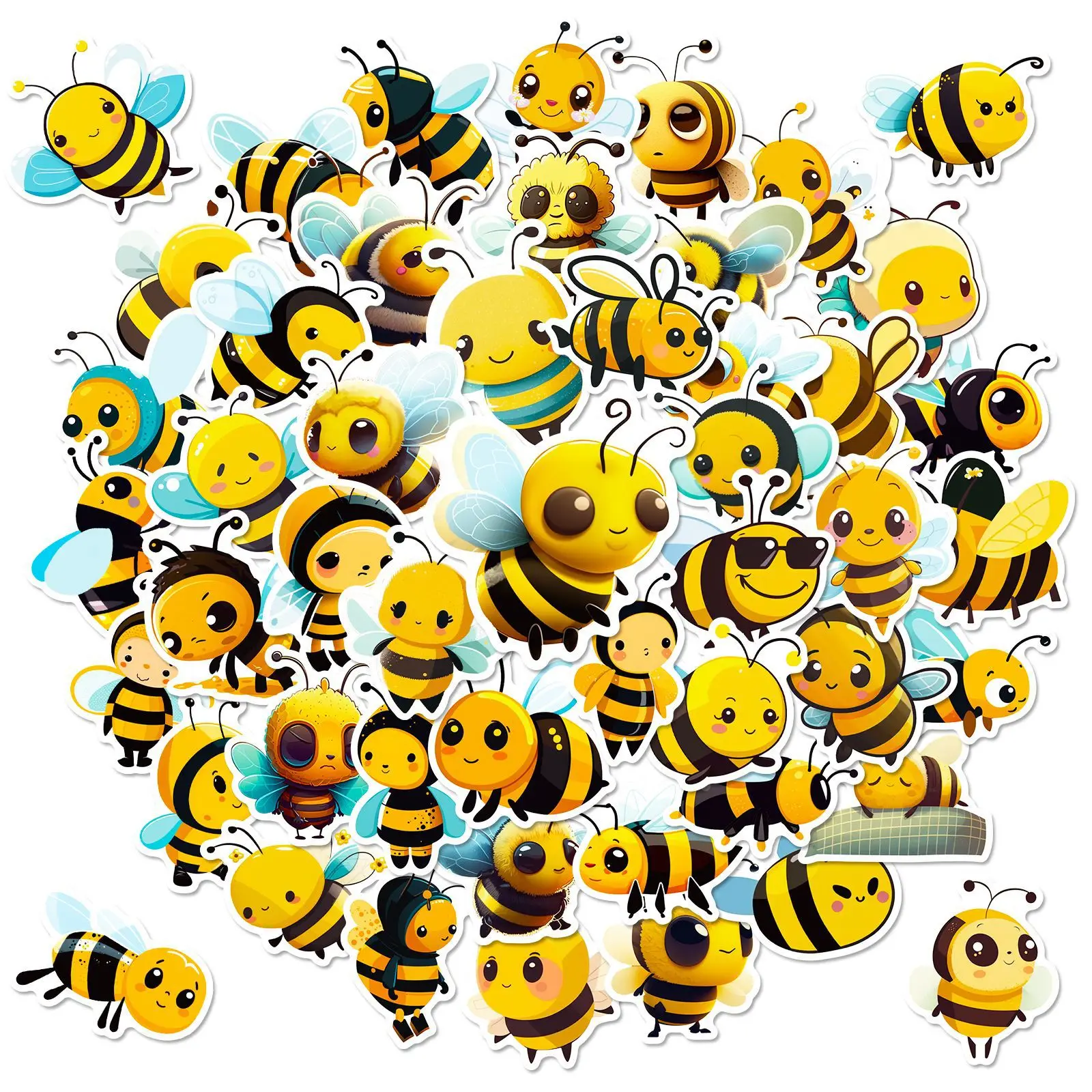 

10/25/50pcs Cartoon Bees Festival Graffiti Stickers for DIY Scrapbook Stationery Water Bottle Phone Laptop Guitar Decal Kids Toy