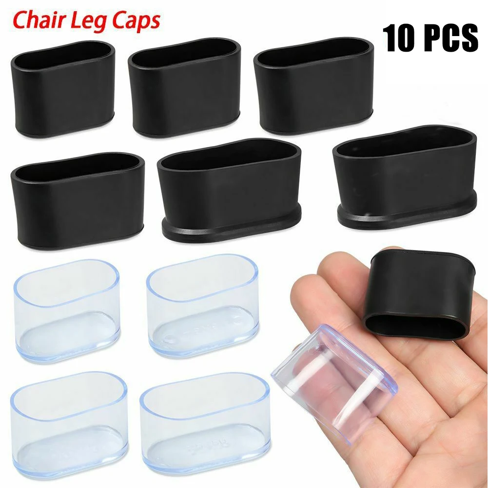 Oval Chair Leg Caps - 10-Pack Rubber Protectors for Indoor & Outdoor Furniture