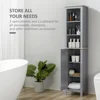 Kleankin Tall Grey Linen Tower Bathroom Storage Cabinet - 3 Tier Shelf 6