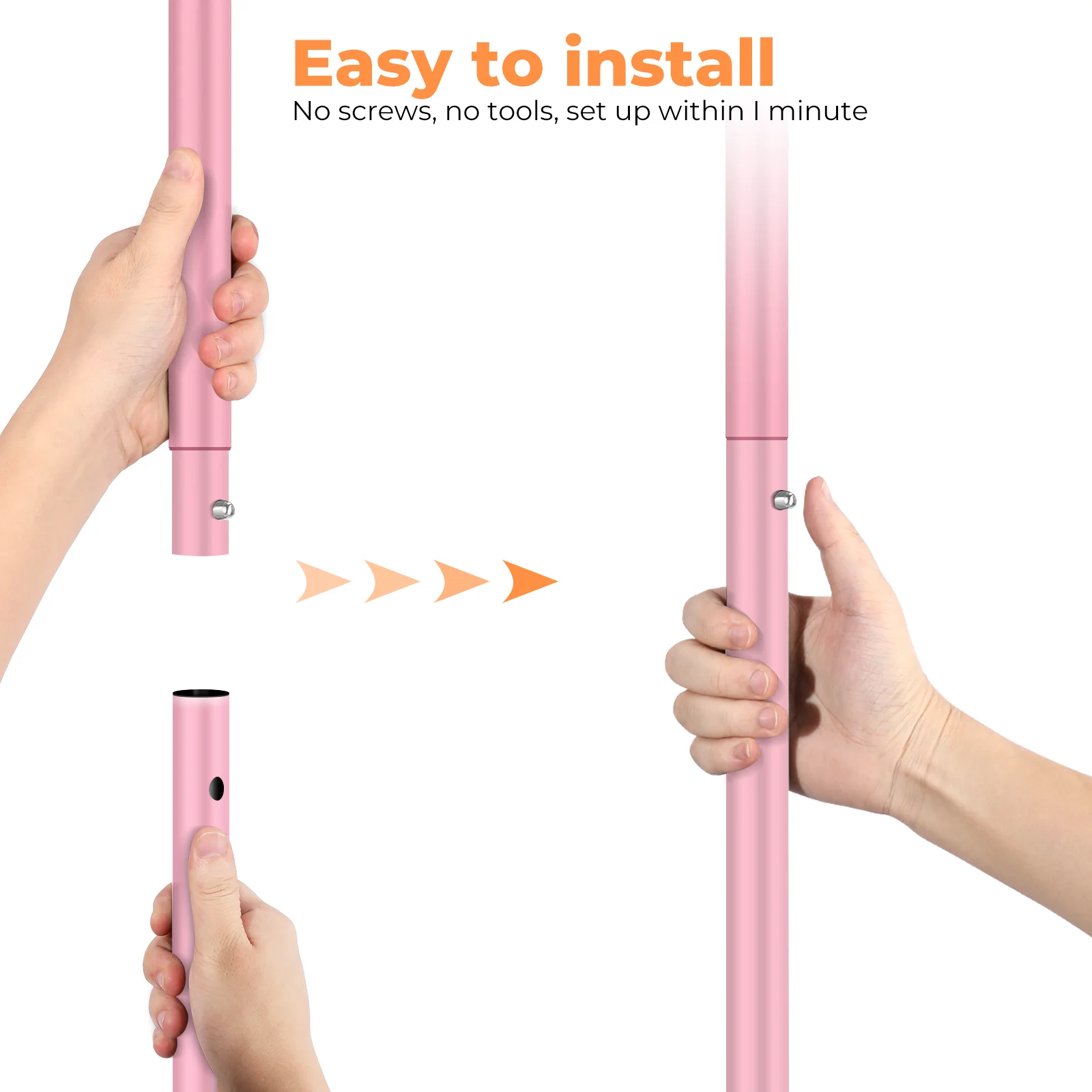 Pink Double Rod Storage Supplies Cute Standard with Net Rolling Clothes Rack Metal Load Bearing Clothing Rack