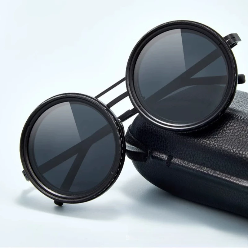 Fishing Glasses ND Filter Lenses 1-9 Gears Adjustable Sunglasses Rounded Polarized Glasses Handcrafted Unisex with Bag polarized sunglasses fishing sunglasses