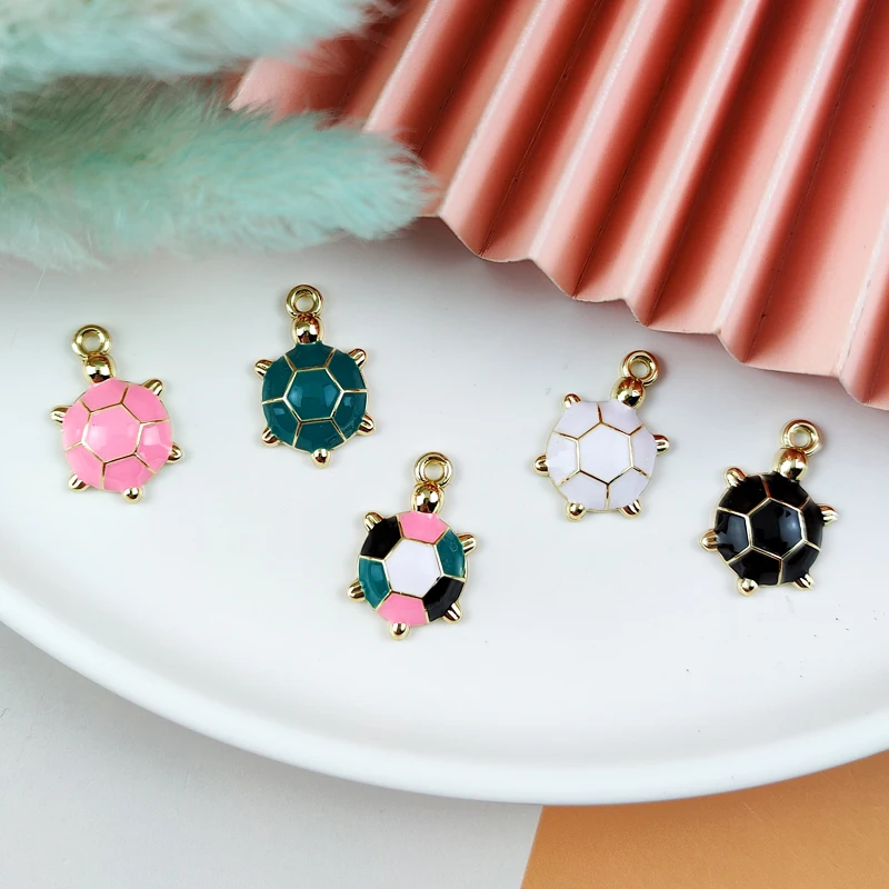 

ApeUr 10pcs Cute Little Tortoise Metal Enamel Charms Fit Jewelry Making Accessory Earrings DIY