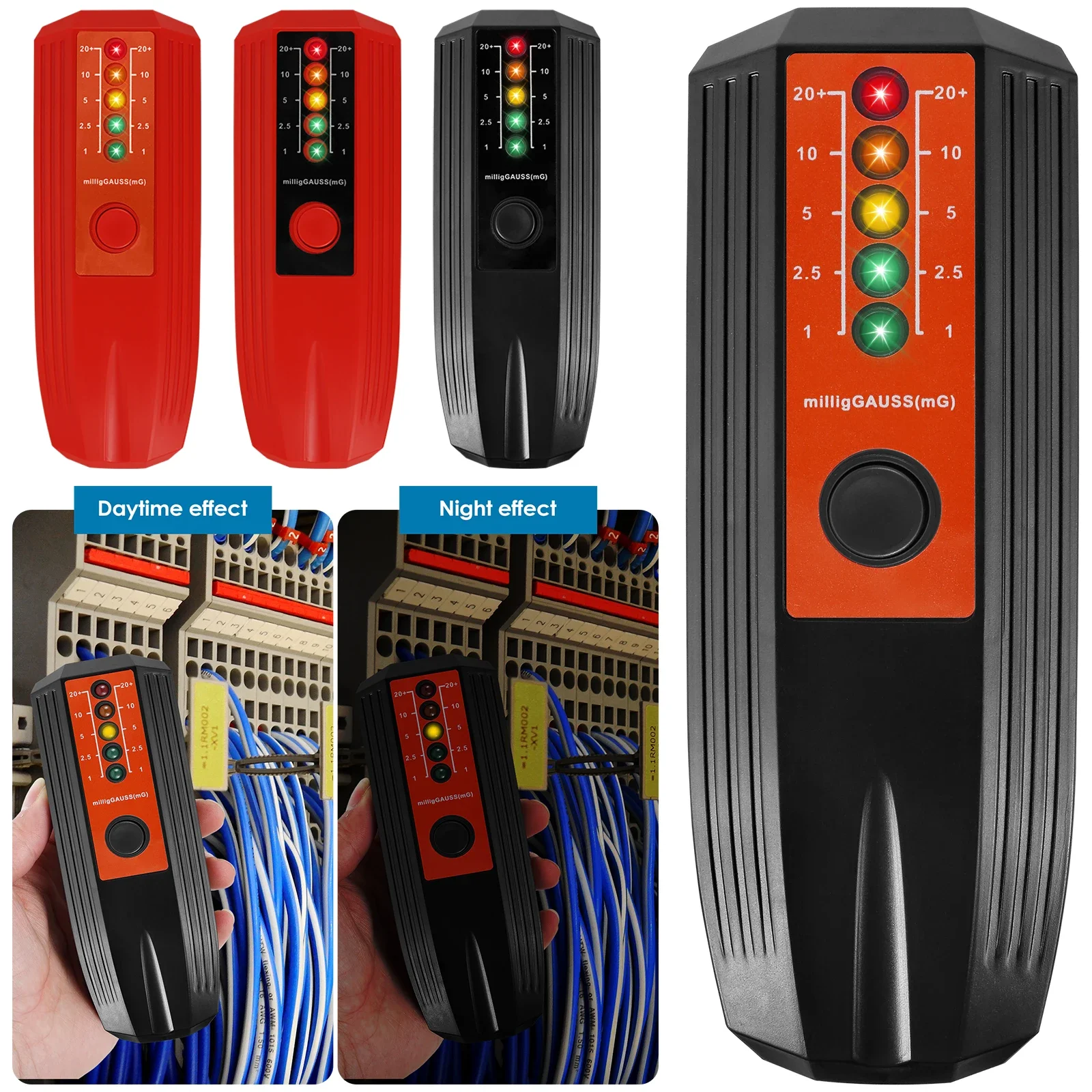 Electromagnetic Radiation Detector EMF Reader LED Light Electromagnetic Radiation Tester Battery Powered Electric EMF Detector