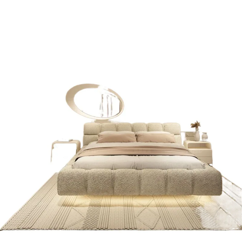 

Suspended modern minimalist new Nordic double fabric bed beds