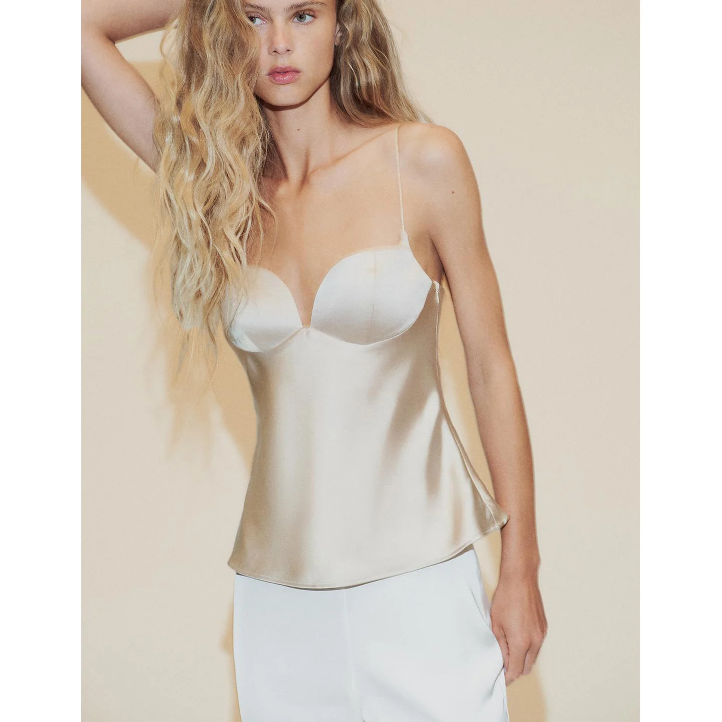 Autumn New Women's Heart Collar Waist Cinched Sexy Strap Satin ort Top Bal Slim Fit Polyester Fiber Outerwear