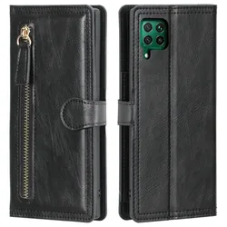 Luxury Leather Wallet Case with Card Slots and Flip Cover - Galaxy A12 (Black)