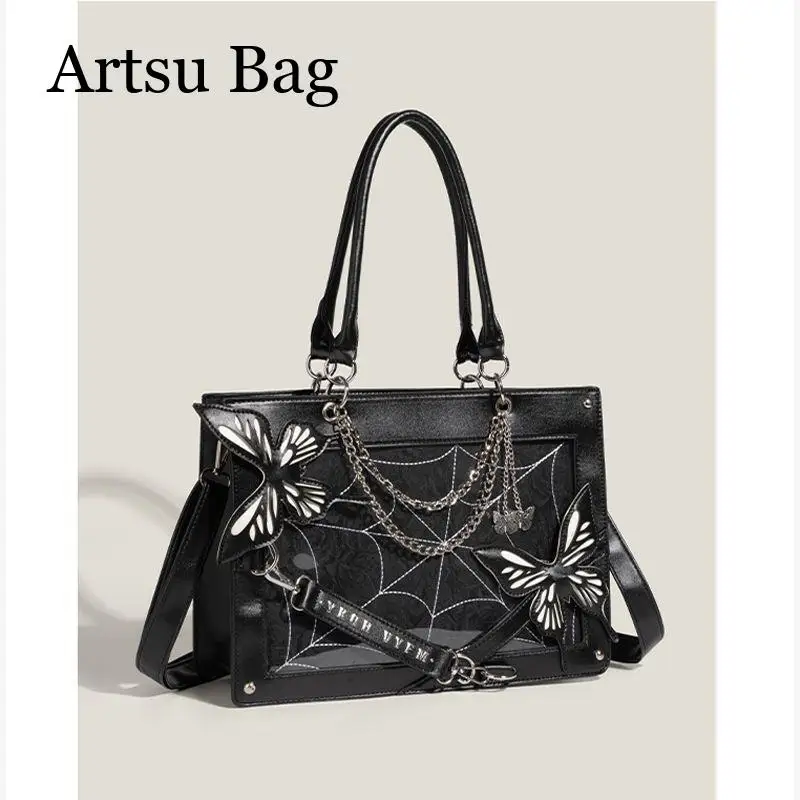 

Labyrinth Butterfly Dark Series Bag for Women 2024 New Y2K Anime Badge Girl Tote Bag Large Capacity Shoulder Crossbody Handbags