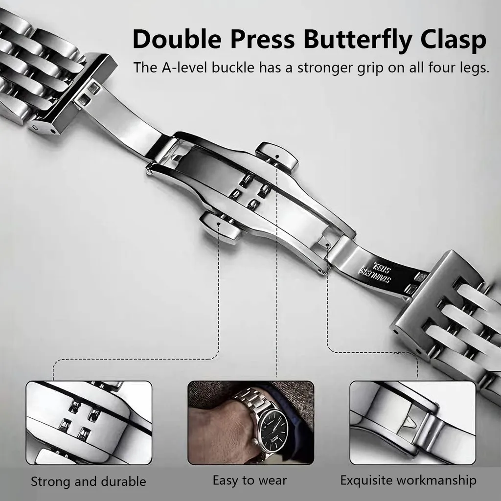 Sleek Stainless Steel Quick Release Universal Watch Strap