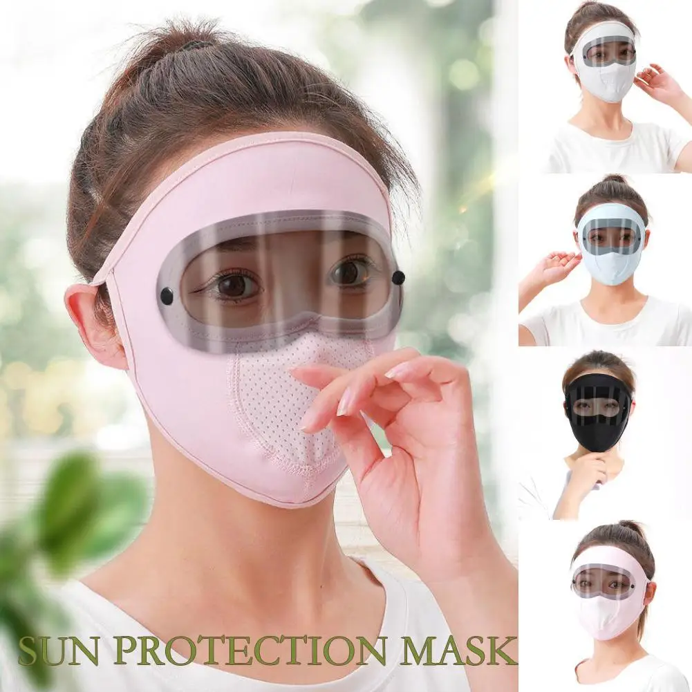 Maschera di protezione solare in seta di ghiaccio con occhiali da sole staccabili Summer anti-uv copertura integrale traspirante attrezzatura sportiva da ciclismo all'aperto