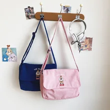 

Women Shoulder Bag 2022 Corduroy Handbag Girl Shopper Fashion Casual Retro Cute Cartoon Embroidery Big Bear Letter Crossbody Bag
