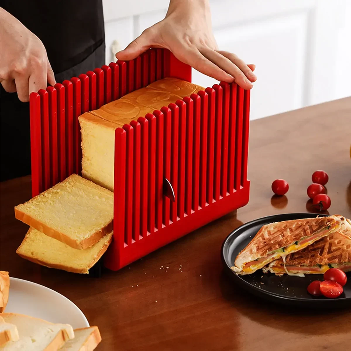 

Rack Slicer Toast Bread Stand Tool Guide Kitchen Cutter Bakeware Foldable Slicing Cutting Loaf Gadgets Home
