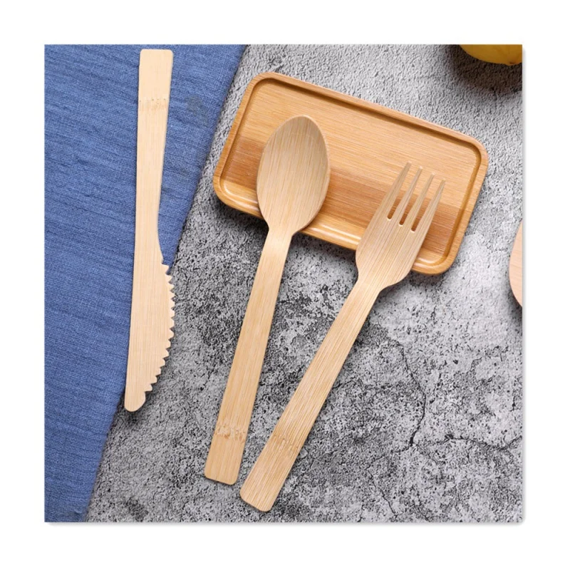 Eco-friendly travel bamboo cutlery set: High-quality disposable knife, fork & spoon for on-the-go dining