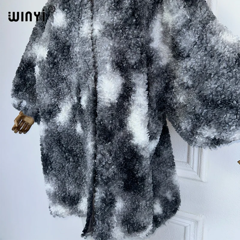 WINYI Tie-dyed loose cardigan winter coat Africa kimono Middle East fashion abaya dubai luxur winter outfits for women overcoat