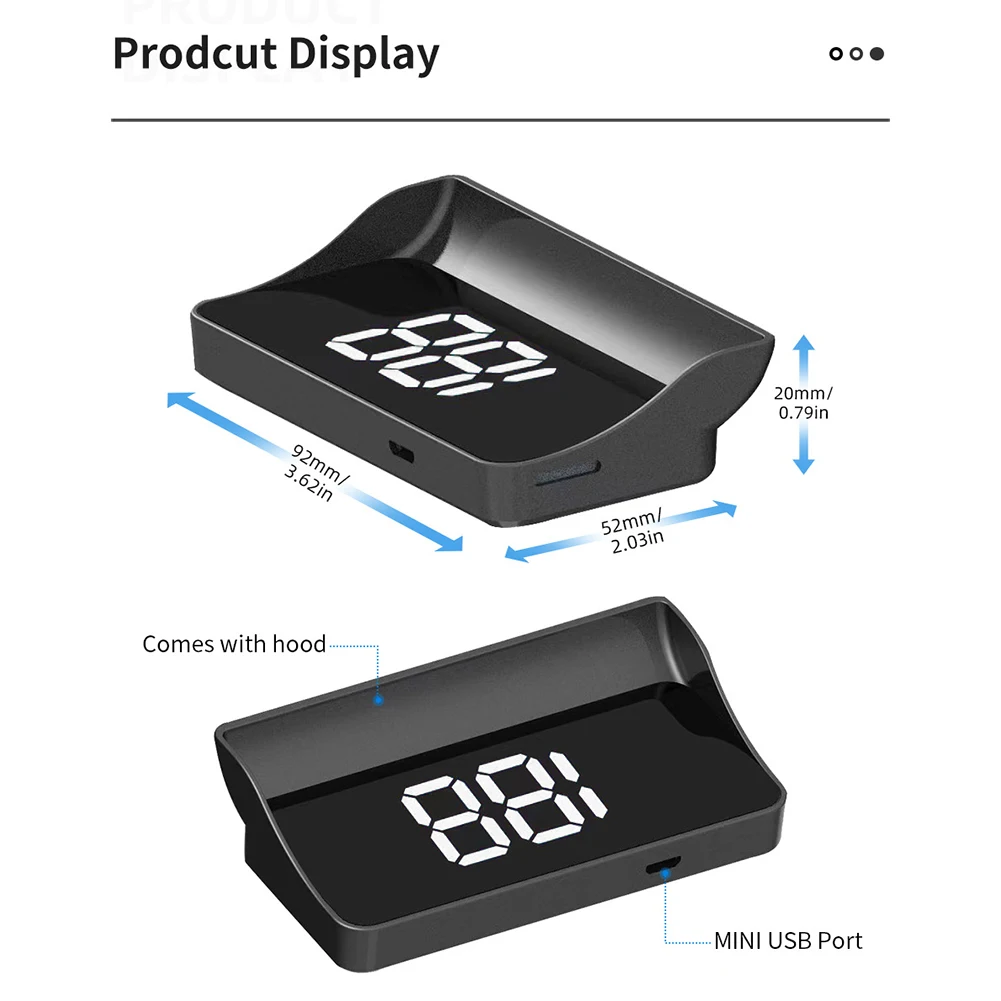   HUD GPS  ÷ ӵ  Ÿ  ӵ 92x52x20mm,  Ʈ   ڵ  ǰ