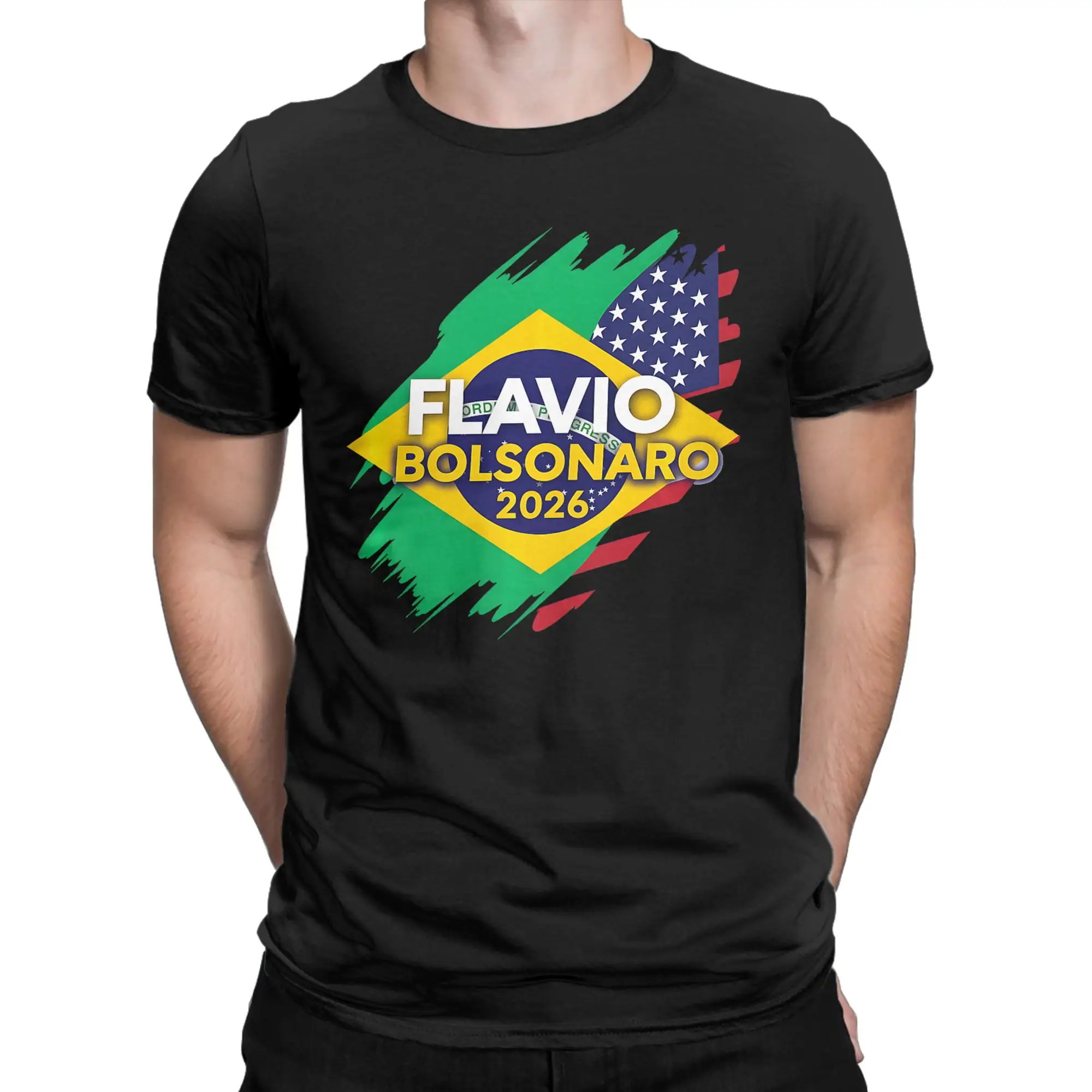 Übergroßes T-Shirt Deus Patria Família Flavio Bolsonaro Presidente 2026 T-Shirts T-Shirt für Herren Sommer Kurzarm-T-Shirts
