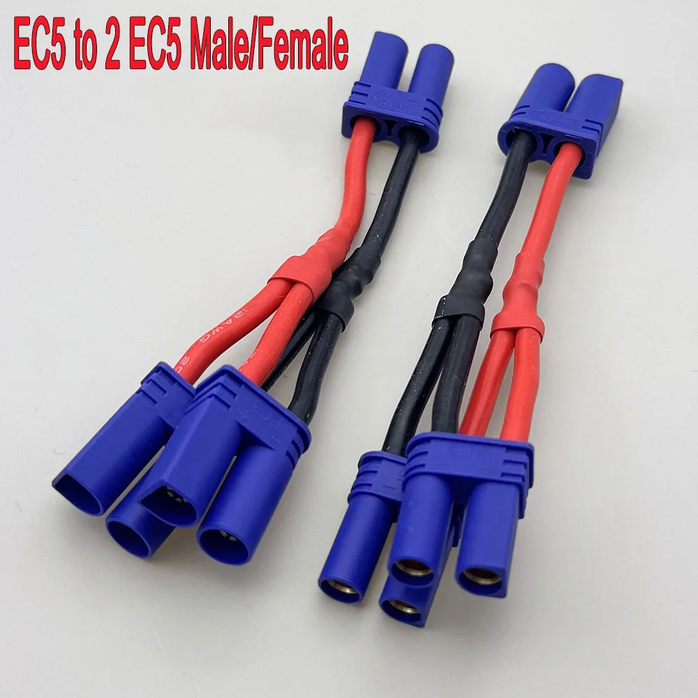 4pcs EC5 & XT60 남성 여성 병렬 커넥터 12AWG 배터리 충전기 모터 RC ESC 모델용 고전류 실리콘 와이어 Y 분배기
