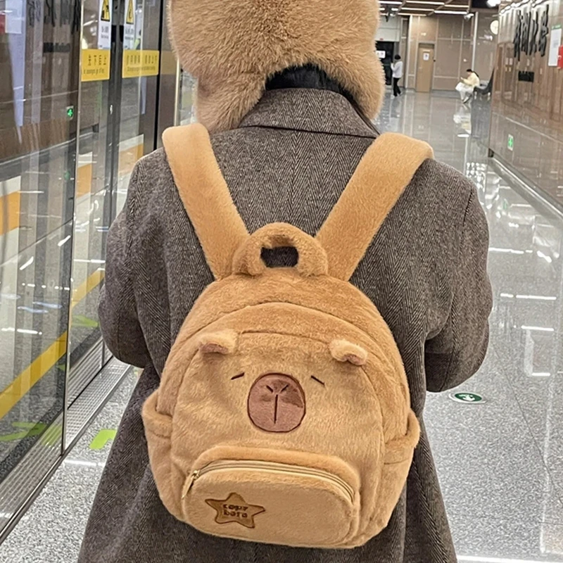 Women Plush Dolls Backpacks Teenages Capybara Backpacks Mini Knapsacks Bag Student School Backpacks Girl Small Backpacks