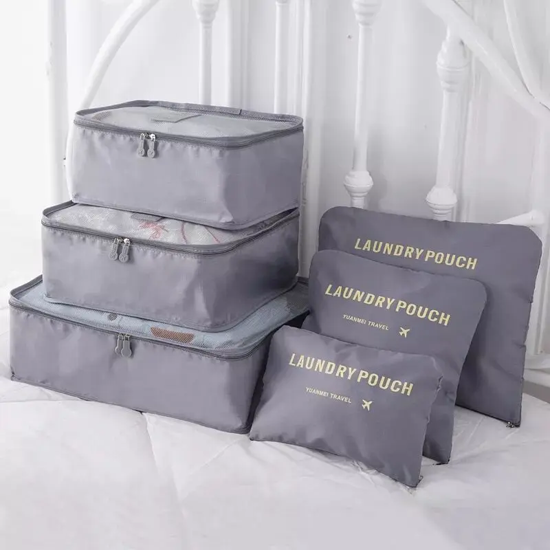 6 PCS Travel Storage Bag Set for Clothes Tidy Organizer Wardrobe Suitcase Pouch Unisex Multifunction Packing Cube Bag Travel Kit Storage Bag Travel Bags Clothes Storage Bags