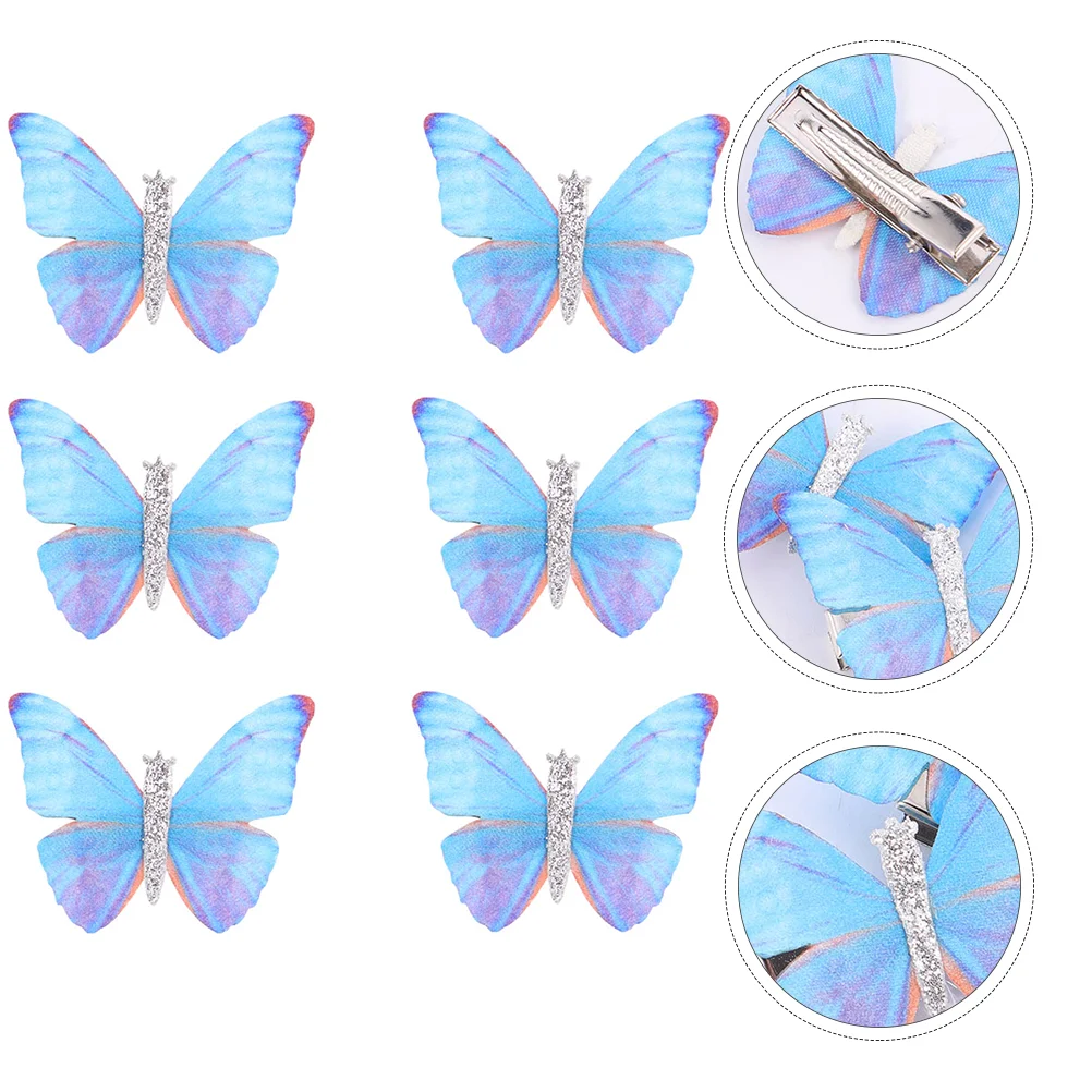 6 Pcs Butterfly Hairpin Clip Butterflies Accessories Headdress Girls Women Wedding Miss
