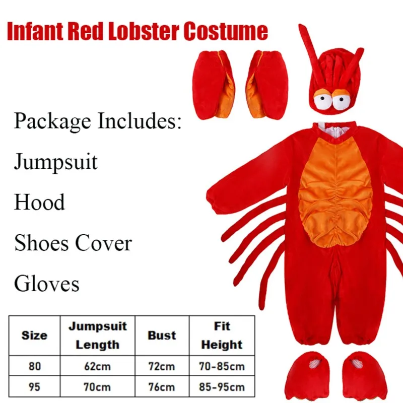 Baby Lobster Costume Infant Sea Animal Clothing Set Onesie Cute Crawfish Outfit Party Photo Prop