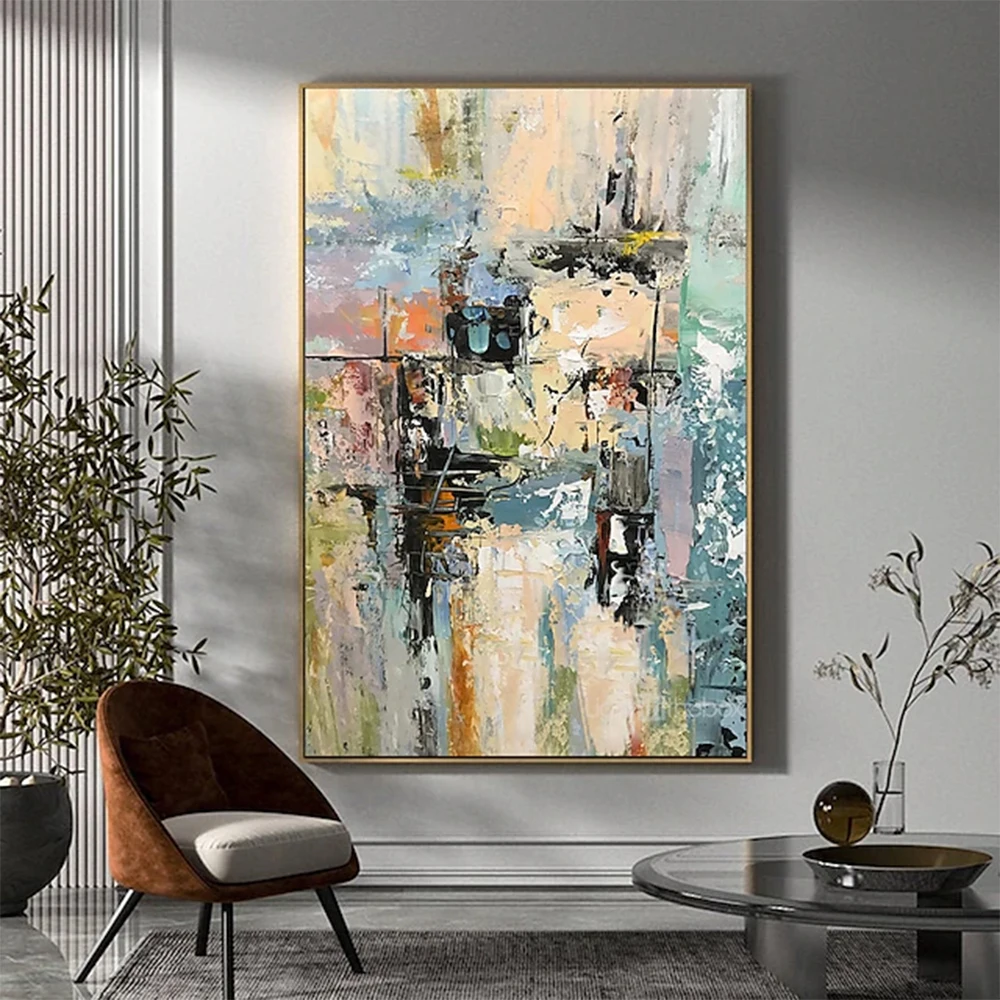 

Hand Painted Oil Painting Horizontal Panoramic Abstract Landscape Modern Living Room Bedroom Luxurious Decorative Painting