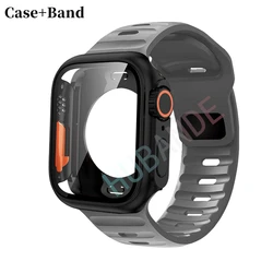 Sleek Silicone Watch Strap with Screen Protector Set - 40MM(Series 456SE) (3 dark gray - black)
